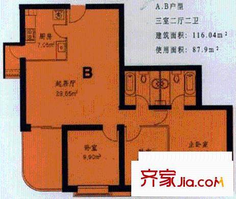 依蓮軒戶型圖A、B戶型 3室2廳