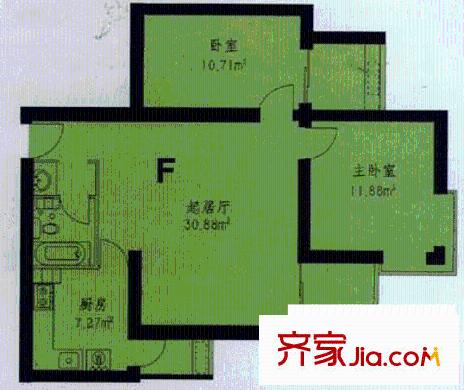 依蓮軒戶型圖E、F戶型 2室2廳