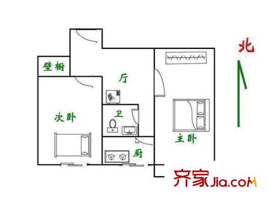 北影小区 2室 户型图