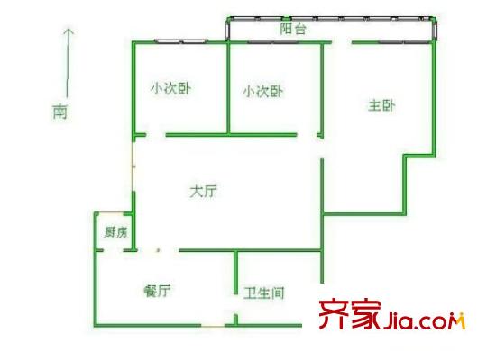 北影小区 3室 户型图