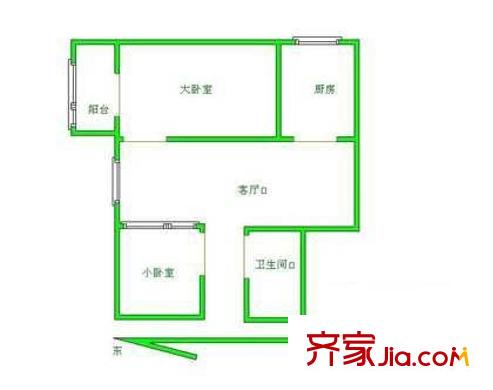 翠微嘉园户型图户型图 2室1厅1卫1厨