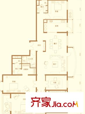 公园1872户型图1号楼B2户型 4室2厅3卫1厨