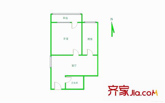 水碓子北里户型图户型图 1室1厅1卫1厨