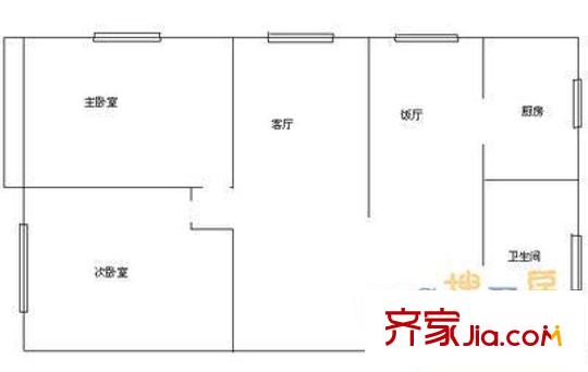 水碓子北里户型图户型图 2室2厅1卫1厨