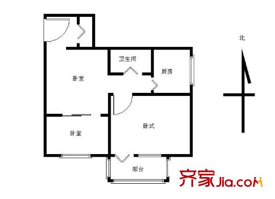 水碓子北里户型图户型图 3室1卫1厨