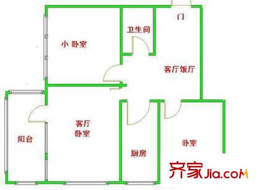 鴨子橋戶型圖戶型圖 3室1廳1衛(wèi)1廚