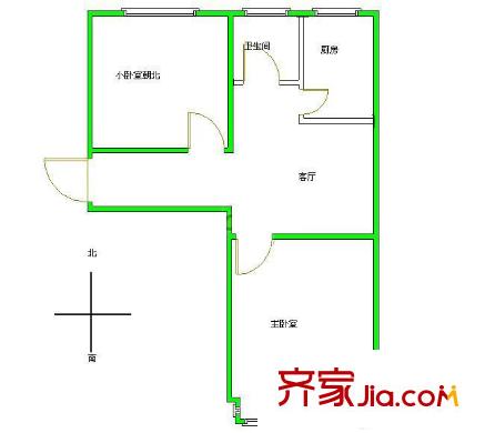 汽修一厂宿舍户型图户型图 2室1厅1卫1厨