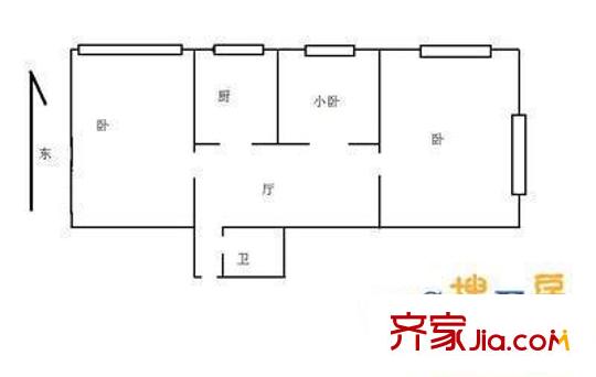 花园北路38号院户型图户型图 3室1厅1卫1厨