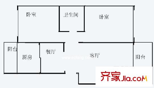芳洲花园户型图户型图 2室2厅1卫1厨