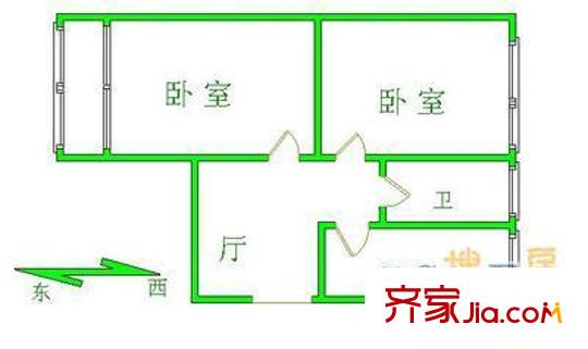 德外大街12號院戶型圖戶型圖 2室1廳1衛(wèi)1廚