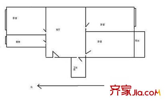 蒲安东里户型图户型图 3室1厅1卫1厨