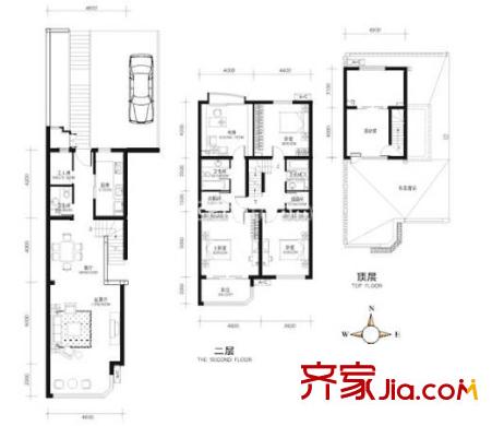 珠江国际城户型图B2 户型图 4室3厅3卫1厨