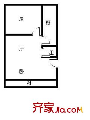 建材城西一里户型图户型图 2室1厅1卫1厨