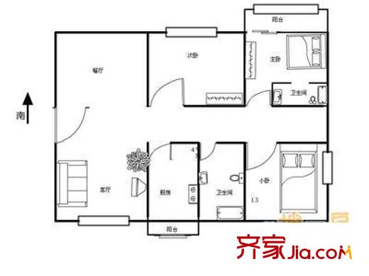 信恒大廈 3室 戶型圖
