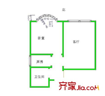 青塔春园户型图户型图 1室1厅1卫1厨