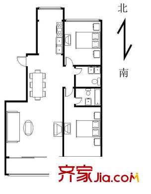翠微嘉园户型图户型图 2室2厅2卫1厨