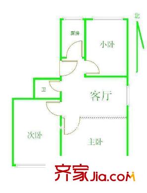 翠微嘉园户型图户型图 3室1厅1卫1厨
