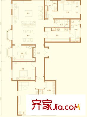 公园1872户型图1号楼A1户型 4室2厅3卫1厨