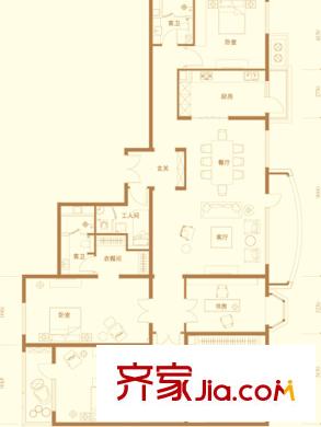 公园1872户型图1号楼A2户型 4室2厅3卫1厨