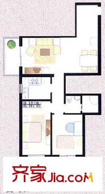 迎曦园户型图户型图 2室1厅1卫1厨