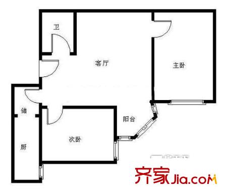 迎曦园03-10户型 86平米 两居