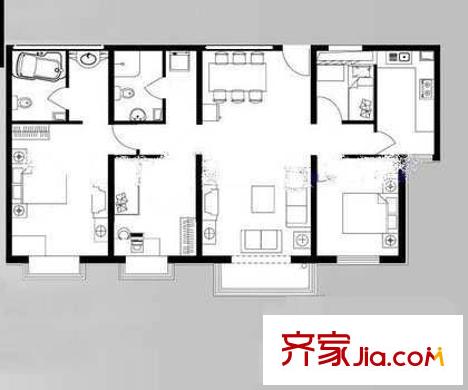姚家井小區(qū)戶型圖戶型圖	 3室2廳2衛(wèi)1廚