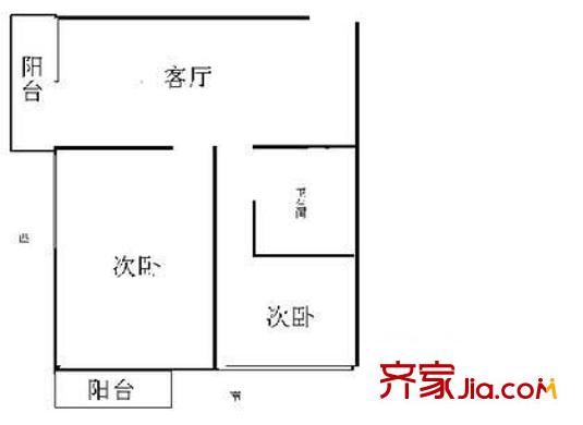 姚家井小區(qū)戶型圖戶型圖	 2室1廳1衛(wèi)1廚