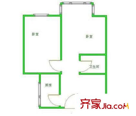 姚家井小區(qū)戶型圖戶型圖	 2室1廳1衛(wèi)1廚