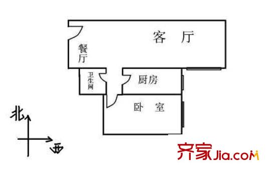 海悦名门户型图户型图 1室2厅1卫1厨