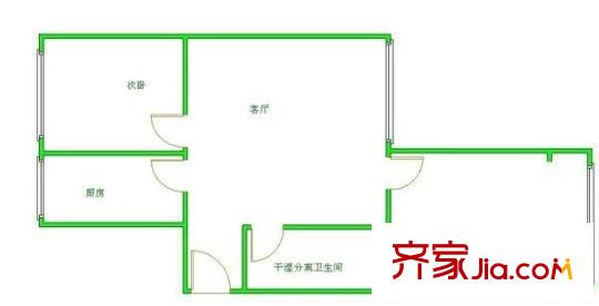 枫泽园户型图户型图 2室1厅1卫1厨