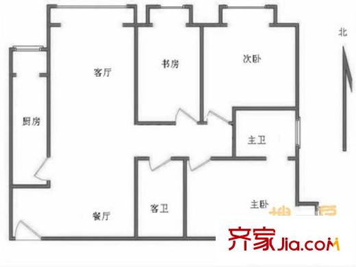 万科东第户型图户型图 3室2厅2卫1厨