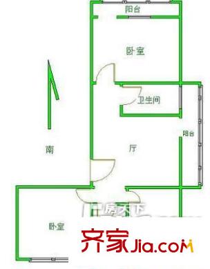 榆苑公寓户型图户型图 3室1厅1卫1厨
