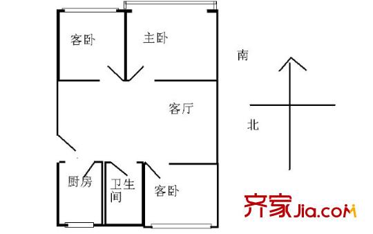 红联村户型图户型图 3室1厅1卫1厨