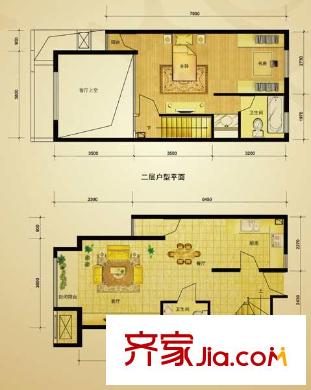 领秀新硅谷户型图四期3-5#MINI墅户型图 4室2厅1卫1厨