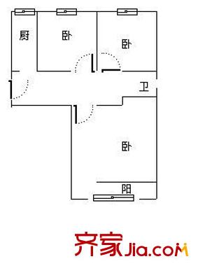 建材城西一里户型图户型图 3室1厅1卫1厨