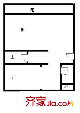 建材城西一里户型图户型图 2室1厅1卫1厨