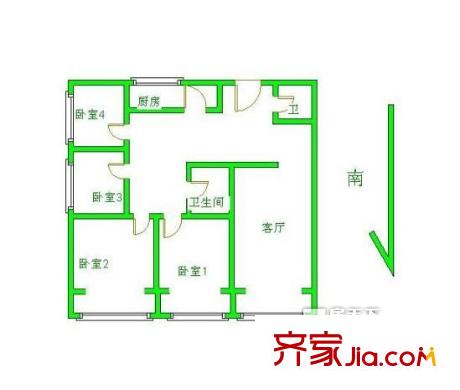 紅蓮北里17號院戶型圖戶型圖 4室1廳2衛(wèi)1廚