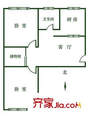 紅蓮北里17號院戶型圖戶型圖 2室1廳1衛(wèi)1廚