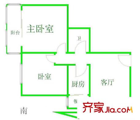文聯(lián)宿舍戶型圖戶型圖 2室1廳1衛(wèi)1廚