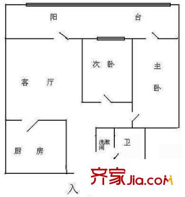 文聯(lián)宿舍戶型圖戶型圖 2室1廳1衛(wèi)1廚