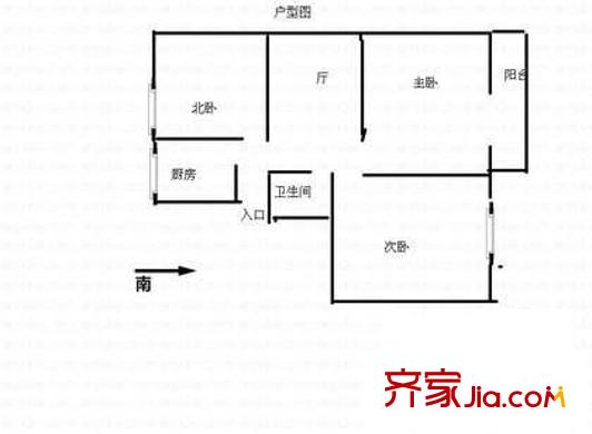 造甲街北里户型图户型图 3室1厅1卫1厨