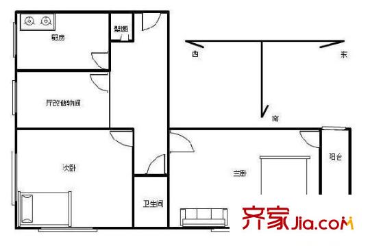 复兴路81号院 3室 户型图