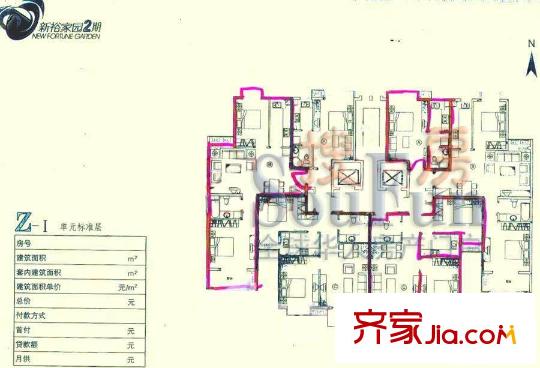 新裕家园户型图Z-I-单元标准层