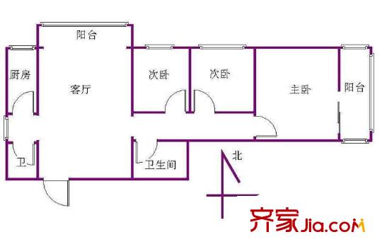 迎曦园户型图户型图 3室1厅2卫1厨