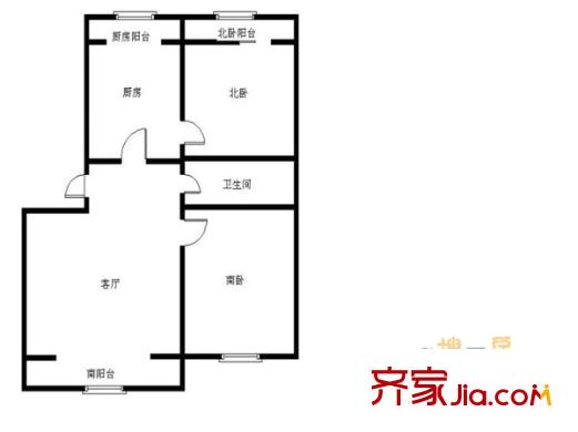 康居南区户型图户型图 2室1厅1卫1厨