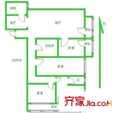 姚家井小區(qū)戶型圖戶型圖	 4室1廳2衛(wèi)1廚