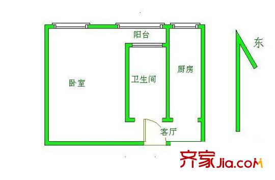 月壇北街小區(qū) 1室 戶型圖