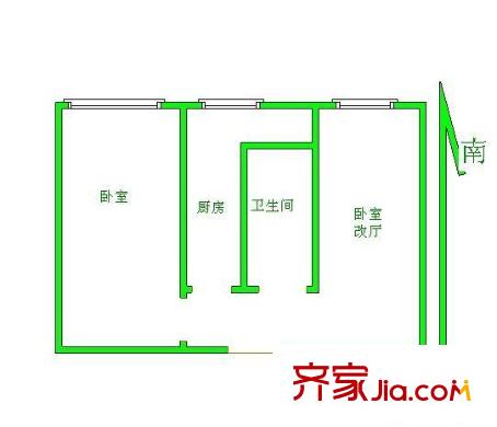 月壇北街小區(qū) 1室 戶型圖