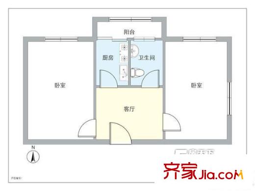 蓟门东里 2居 户型图