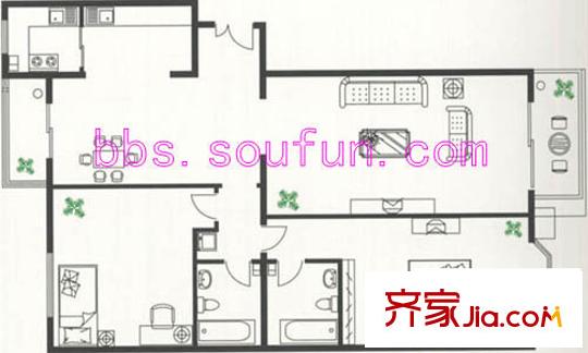 龍岳洲戶型圖戶型圖 2室2廳2衛(wèi)1廚